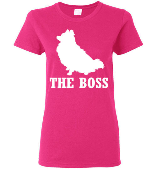 Pomeranian the Boss Ladies Short-Sleeve T-Shirt-T-Shirt-PureDesignTees
