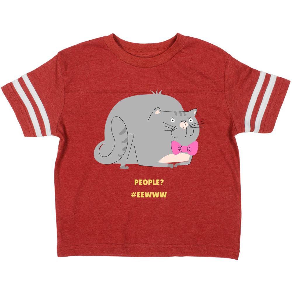 Cute Cat People? #Eewww Vintage Toddler Football T-shirt-Toddler Football T-shirt-PureDesignTees