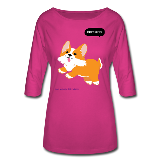 Puppy Kisses and Waggy Tail Wishes Women's 3/4 Sleeve Shirt-Women's 3/4 Sleeve Shirt-PureDesignTees