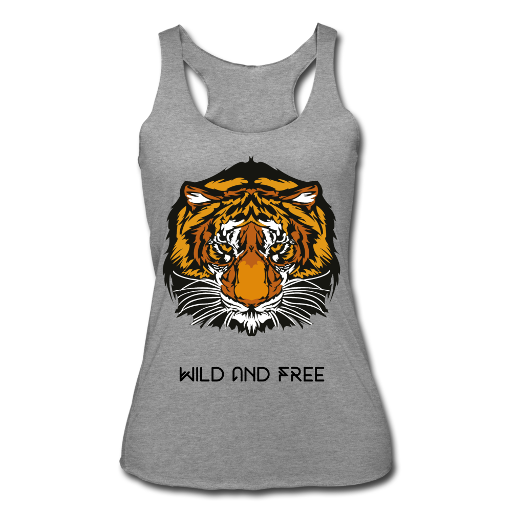 Wild and Free Tiger Women’s Tri-Blend Racerback Tank-Women’s Tri-Blend Racerback Tank-PureDesignTees