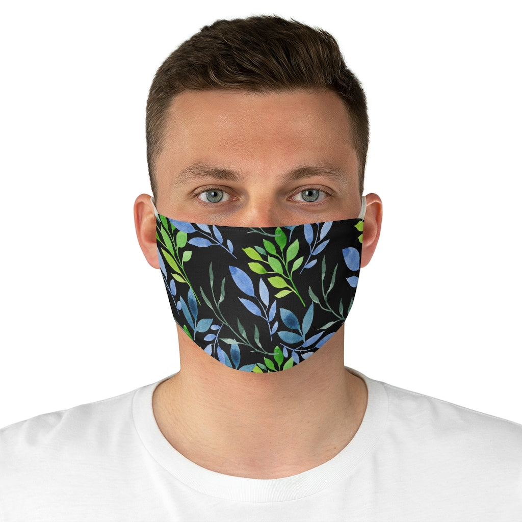Watercolor Floral on Black Fabric Face Mask-Accessories-PureDesignTees
