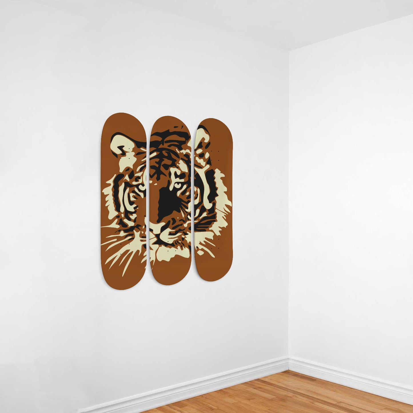 Brown Tiger Skateboard Wall Art-3 Skateboard Wall Art-PureDesignTees