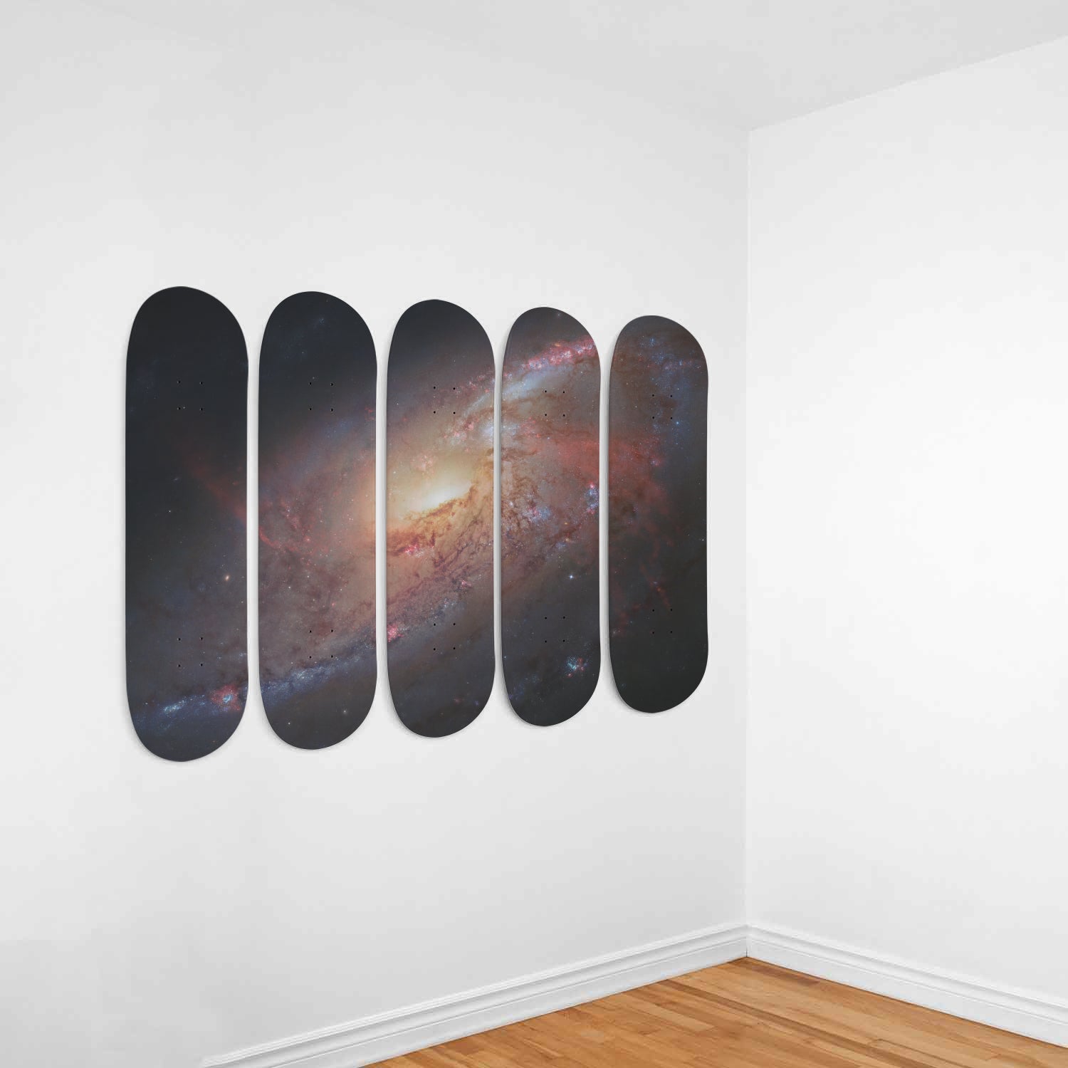 Hubble's View of Messier 106 on 5 Skateboard Wall Art-5 Skateboard Wall Art-PureDesignTees