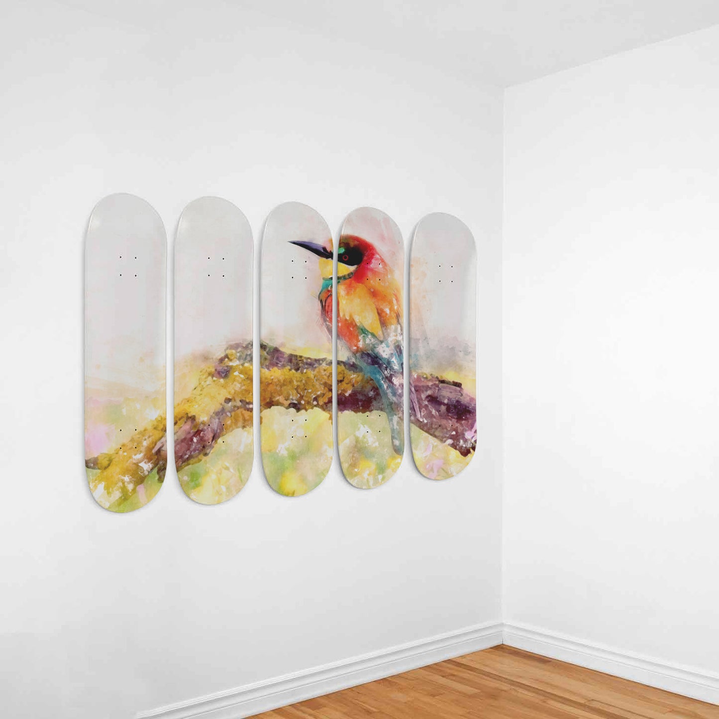 Watercolor Bird on 5x Skateboard Wall Art-5 Skateboard Wall Art-PureDesignTees