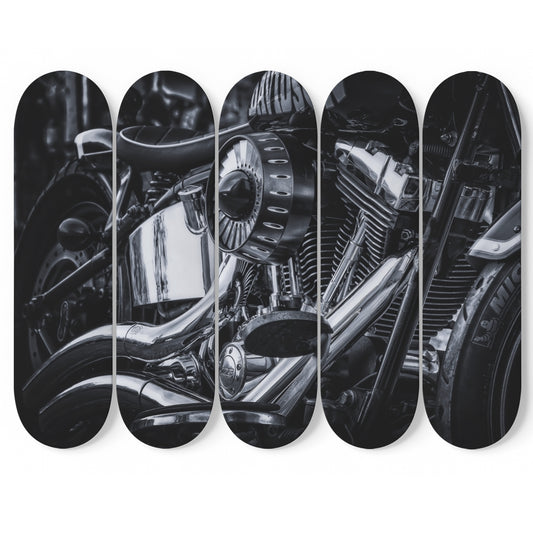 Motorcycle on 5x Skateboard Wall Art-5 Skateboard Wall Art-PureDesignTees