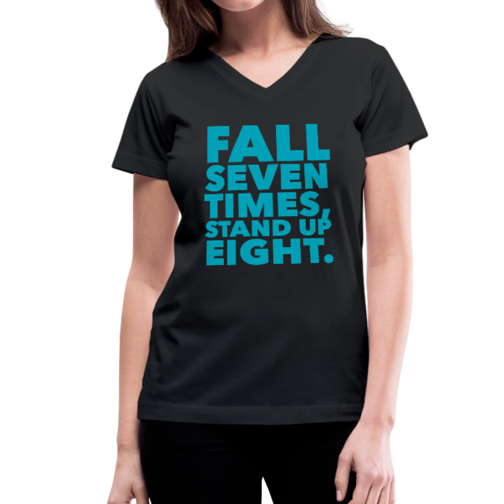 Fall Seven Times Stand Up Eight Women's V-Neck T-Shirt-Women's V-Neck T-Shirt-PureDesignTees