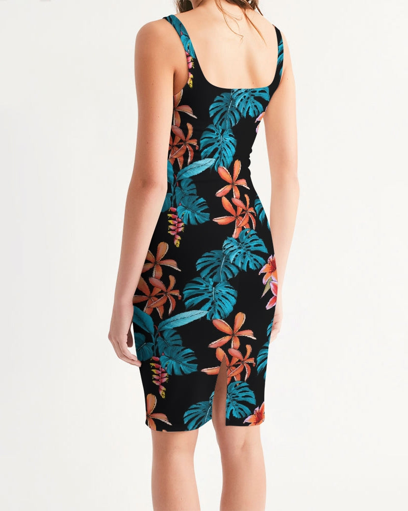 Tropical Women's Midi Bodycon Dress-cloth-PureDesignTees