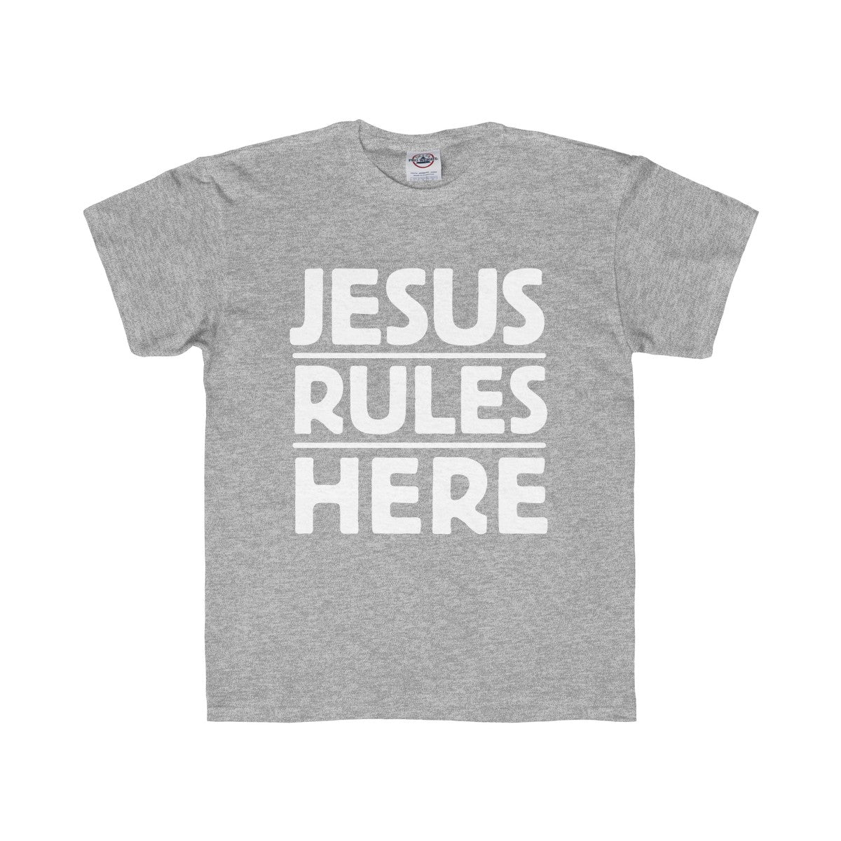 Jesus Rules Here Kids Regular Fit Tee-Kids clothes-PureDesignTees