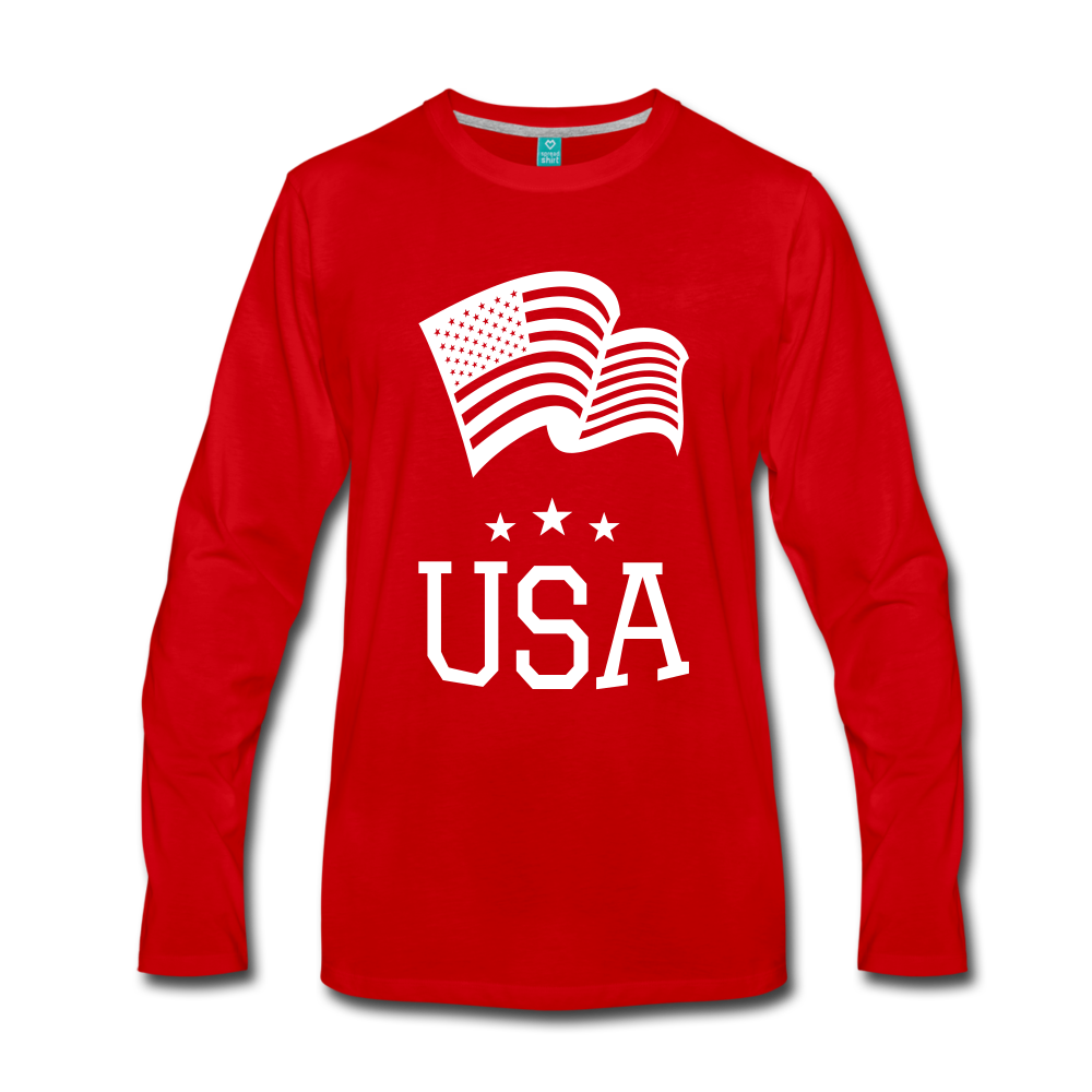Flag and USA Men's Premium Long Sleeve T-Shirt-Men's Premium Long Sleeve T-Shirt-PureDesignTees