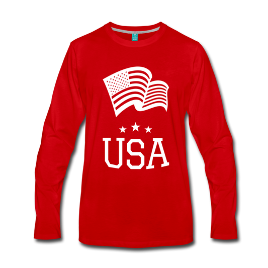 Flag and USA Men's Premium Long Sleeve T-Shirt-Men's Premium Long Sleeve T-Shirt-PureDesignTees