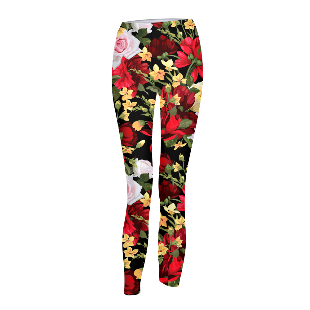 Flowers Women's Yoga Pant-cloth-PureDesignTees