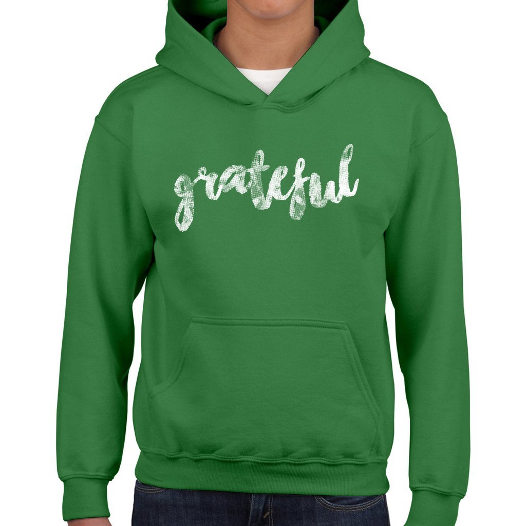 Grateful Script Youth Heavy Blend Hooded Sweatshirt-PureDesignTees