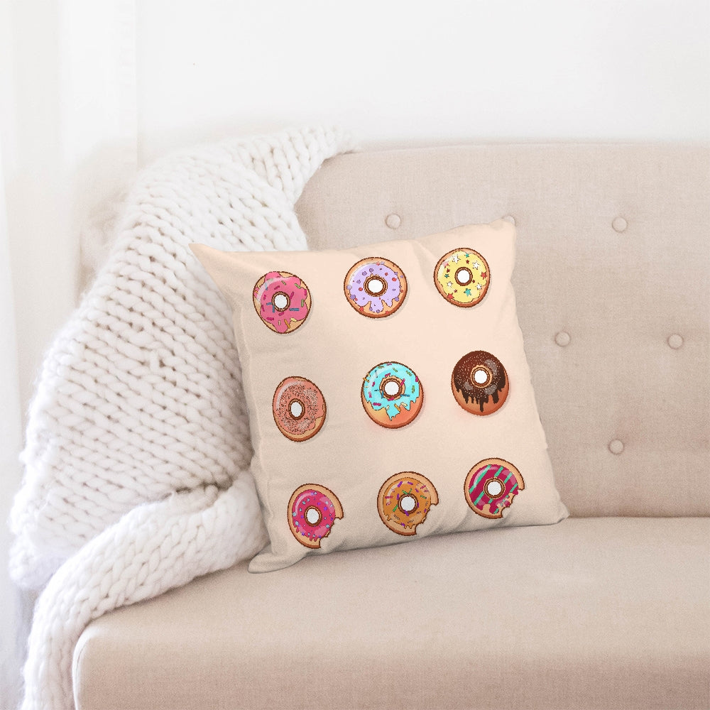Donuts Throw Pillow Case 18"x18"-home goods-PureDesignTees