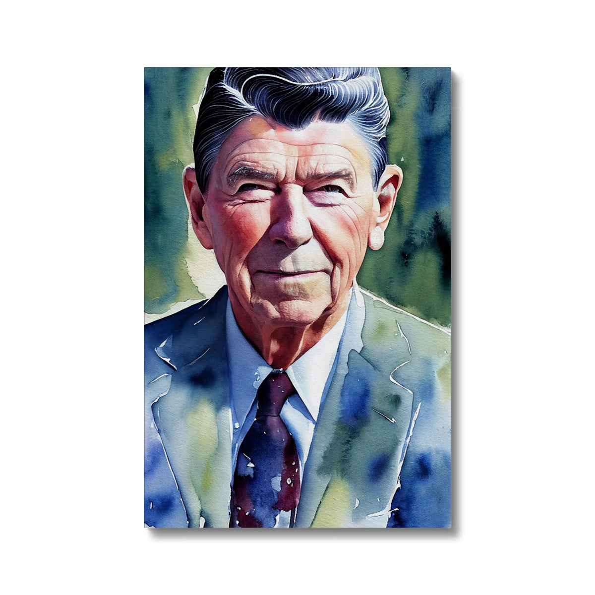 Ronald Reagan Watercolor Portrait Eco Canvas-Fine art-PureDesignTees