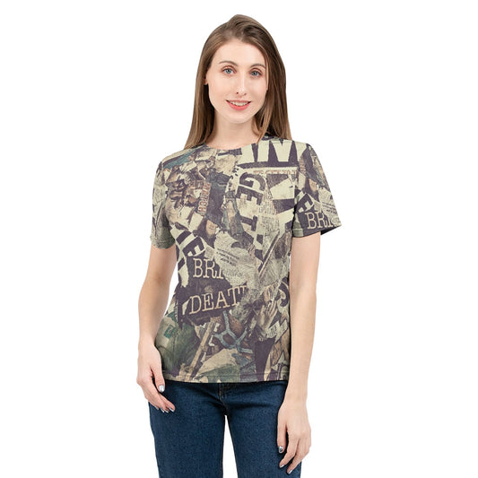 Grunge Newspaper Women's Tee-cloth-PureDesignTees