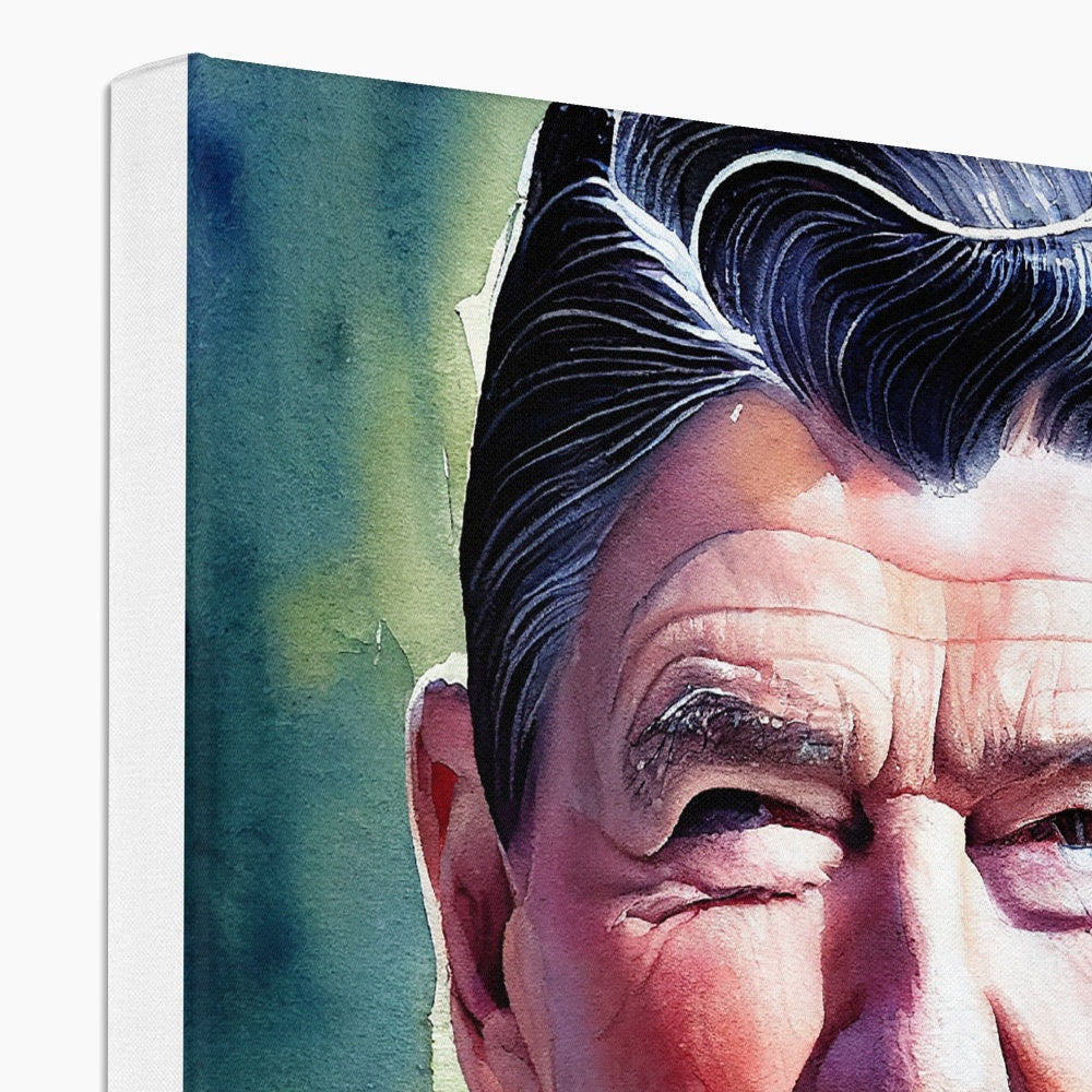 Ronald Reagan Watercolor Portrait Eco Canvas-Fine art-PureDesignTees