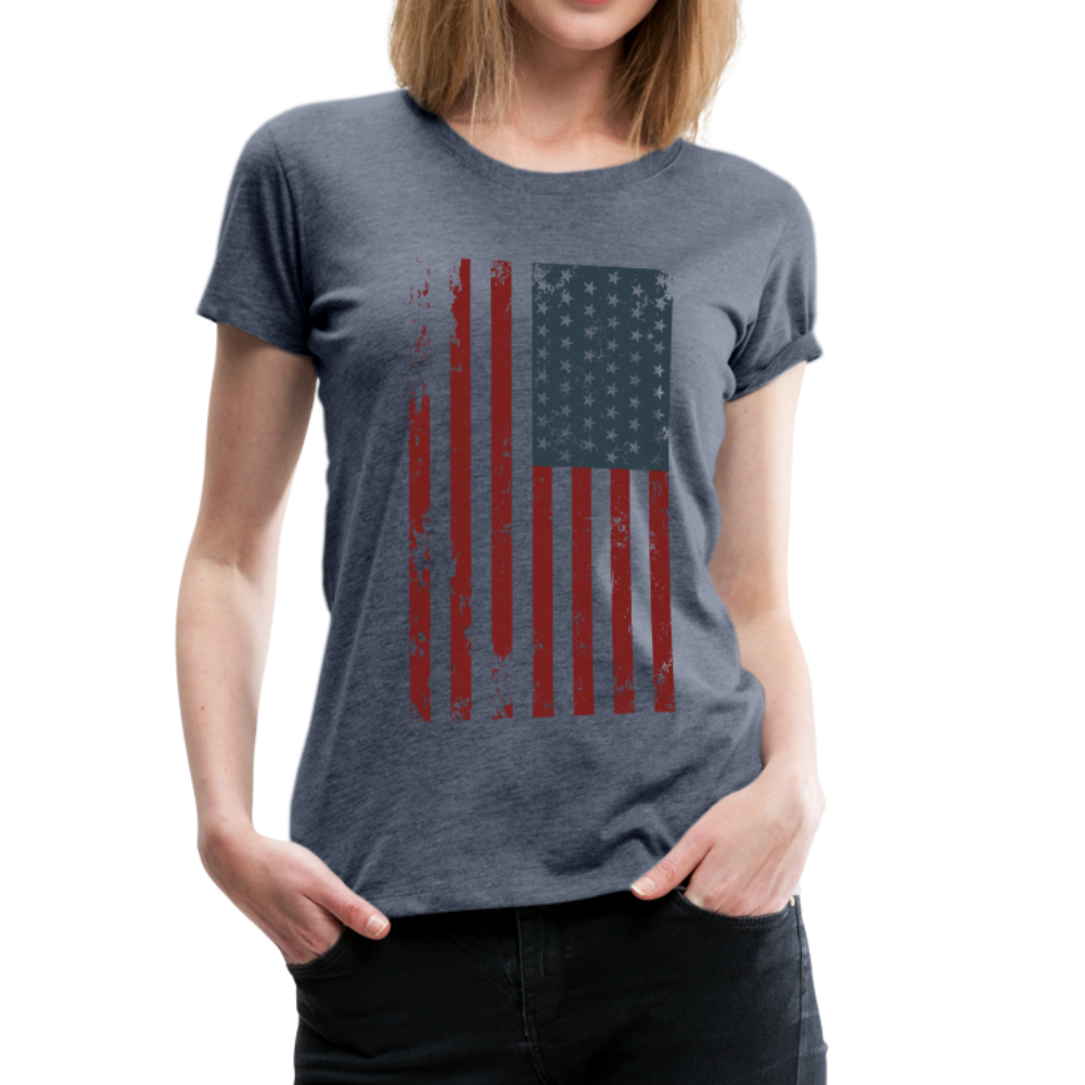 Worn American Flag Women’s Premium T-Shirt-Women’s Premium T-Shirt-PureDesignTees