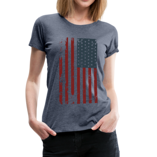 Worn American Flag Women’s Premium T-Shirt-Women’s Premium T-Shirt-PureDesignTees