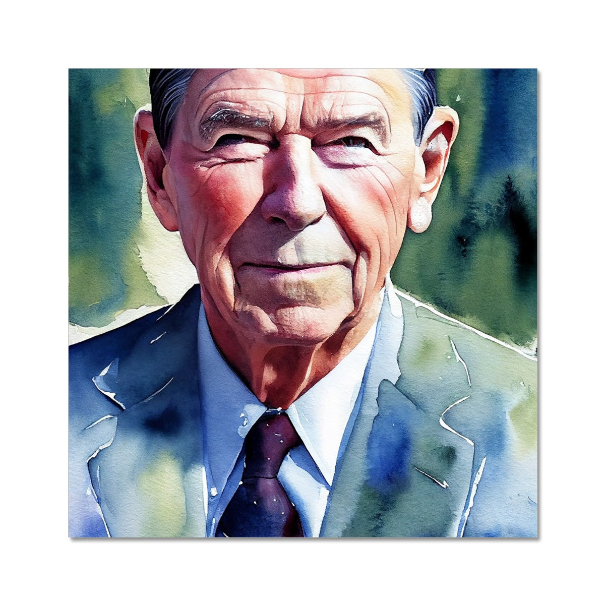 Ronald Reagan Watercolor Portrait C-Type Print-Photo Prints-PureDesignTees