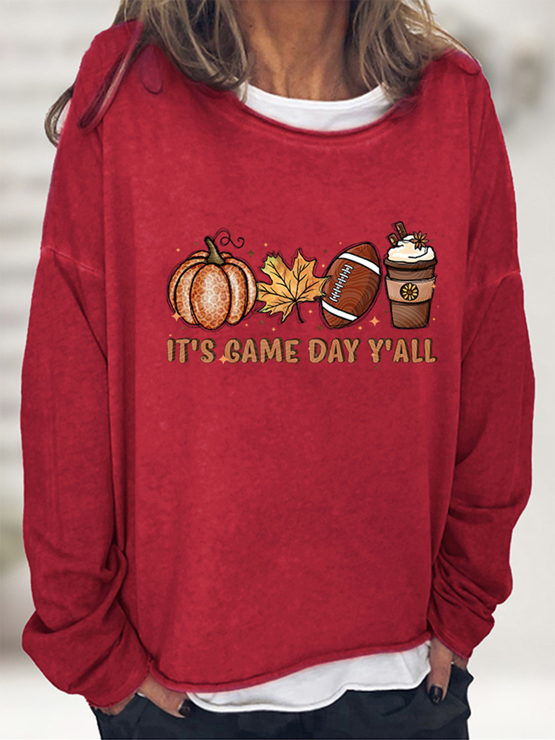 Full Size IT'S GAME DAY Y'ALL Graphic Sweatshirt-sweatshirt-PureDesignTees