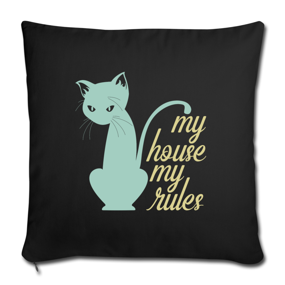 My House My Rules Cat Throw Pillow Cover 18” x 18”-Throw Pillow Cover 18” x 18”-PureDesignTees