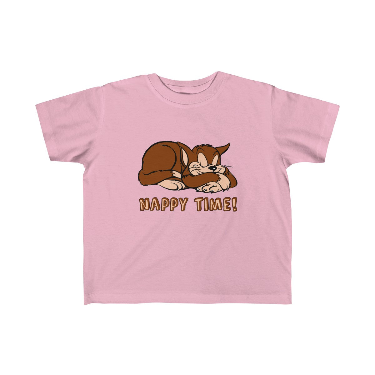 Nappy Time! with Sleeping Cat Toddler Fine Jersey Tee-Kids clothes-PureDesignTees