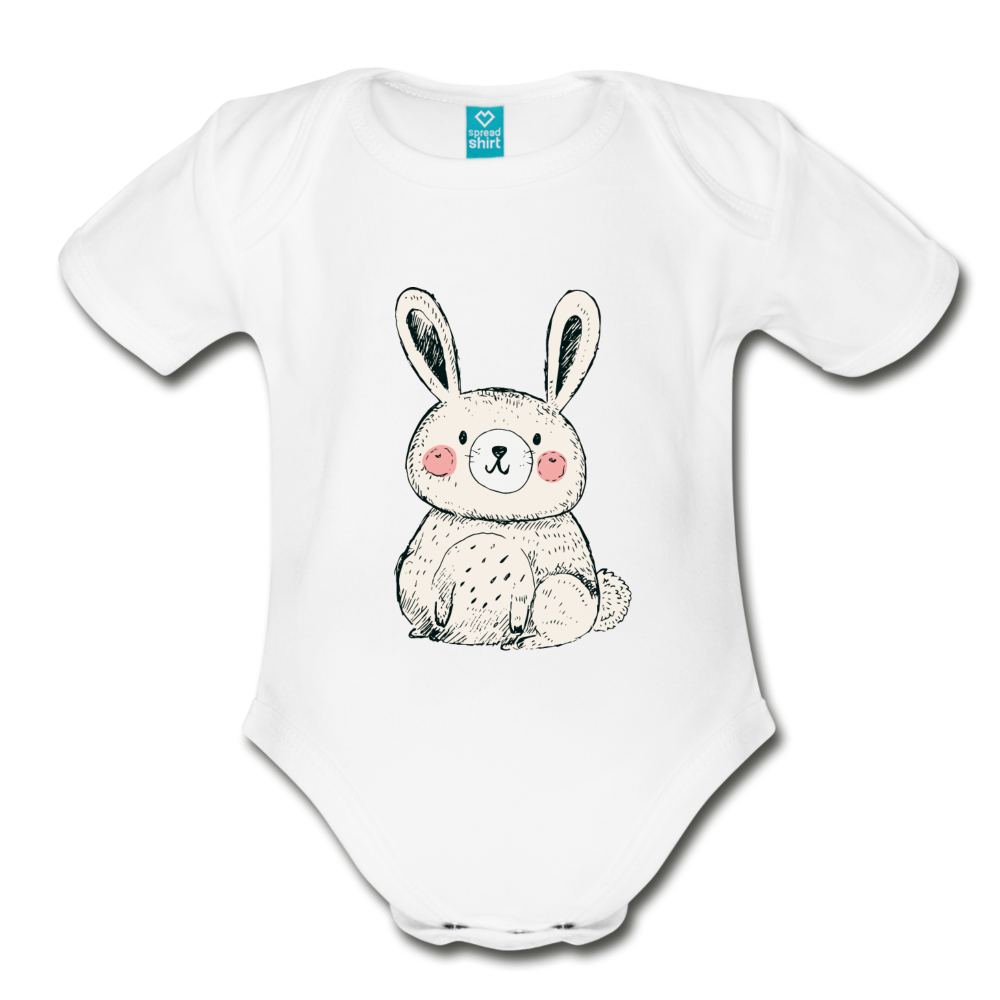 Cute Bunny Organic Short Sleeve Baby Bodysuit-Organic Short Sleeve Baby Bodysuit-PureDesignTees
