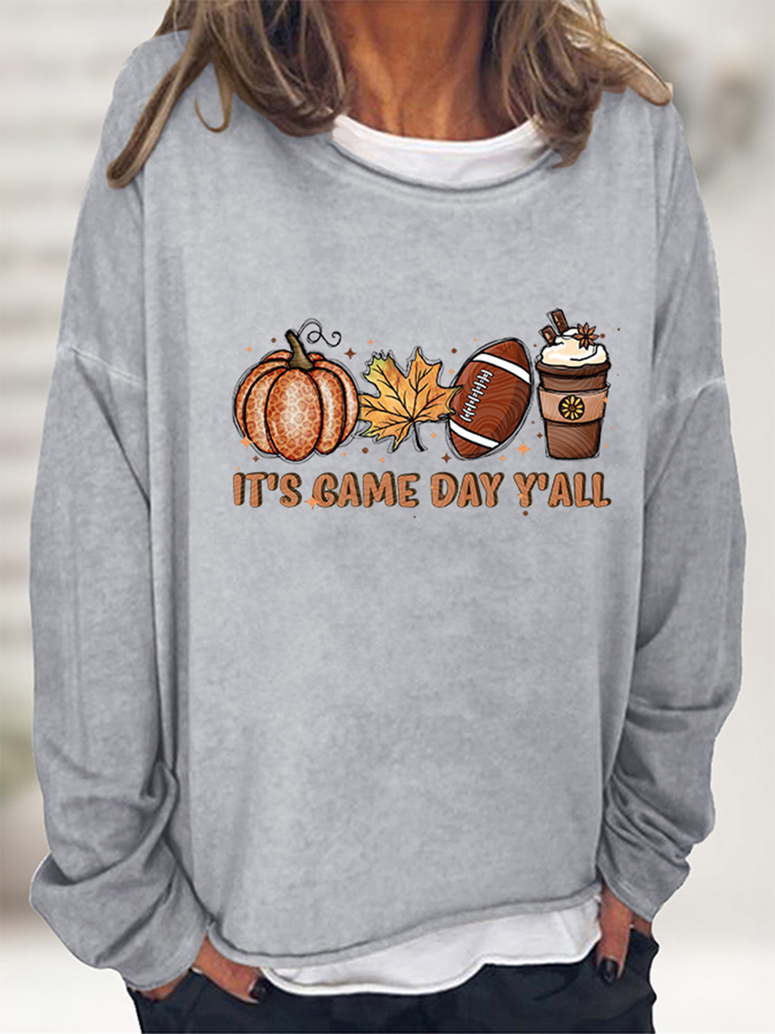 Full Size IT'S GAME DAY Y'ALL Graphic Sweatshirt-sweatshirt-PureDesignTees