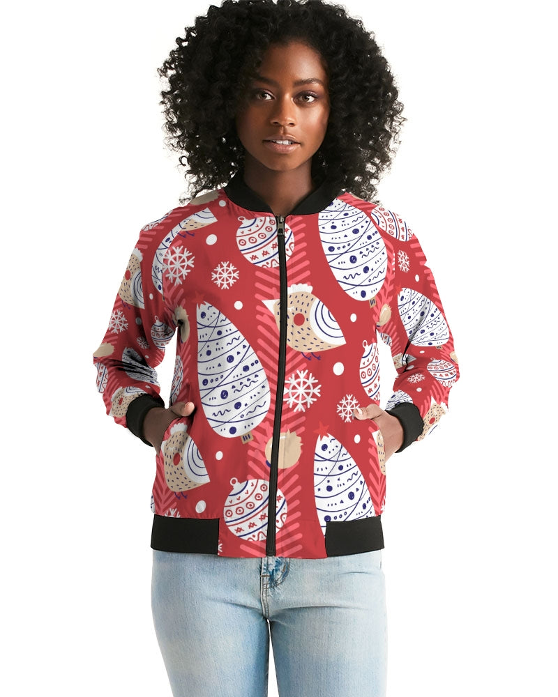 Red Christmas Women's Bomber Jacket-cloth-PureDesignTees