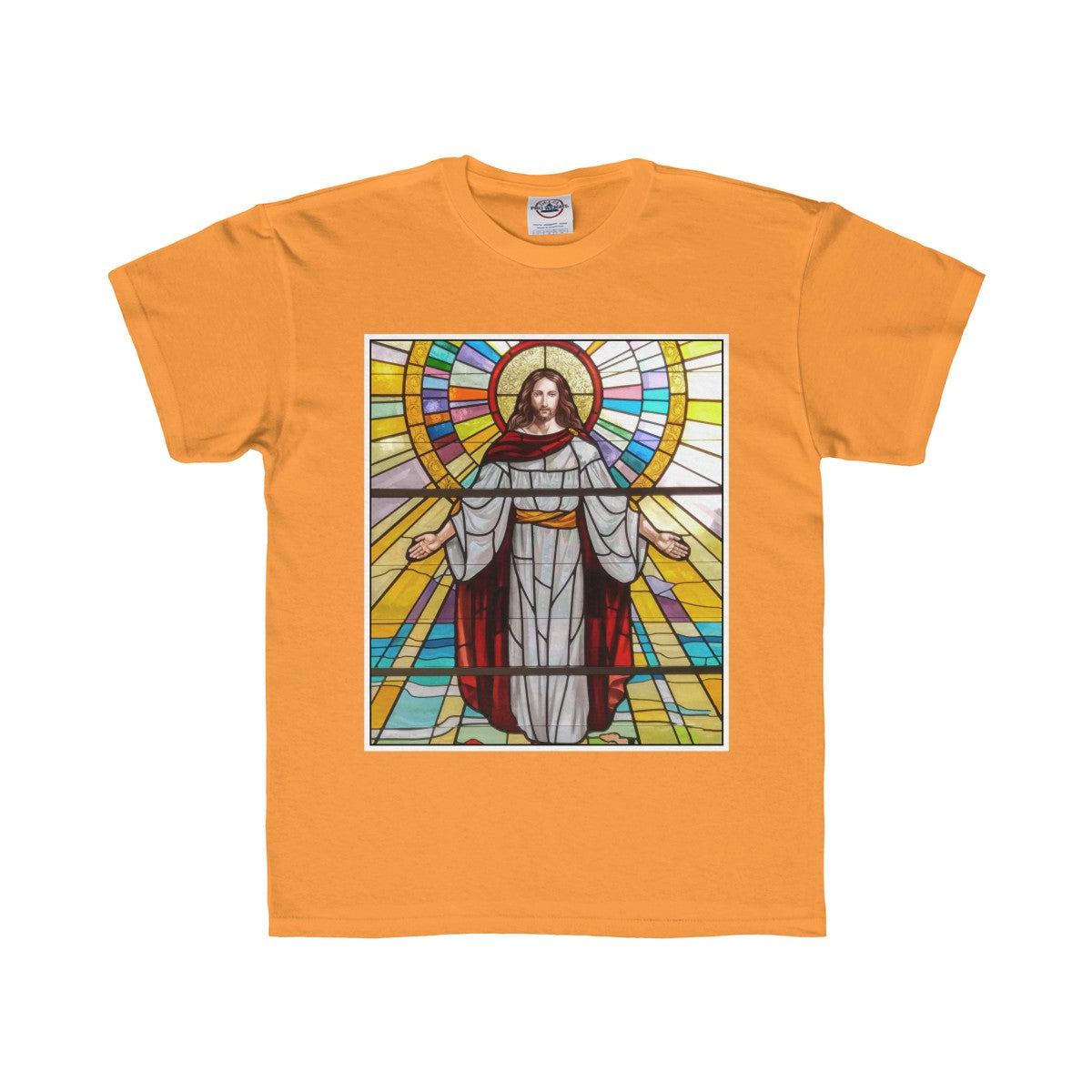 Stained Glass Jesus Kids Regular Fit Tee-Kids clothes-PureDesignTees