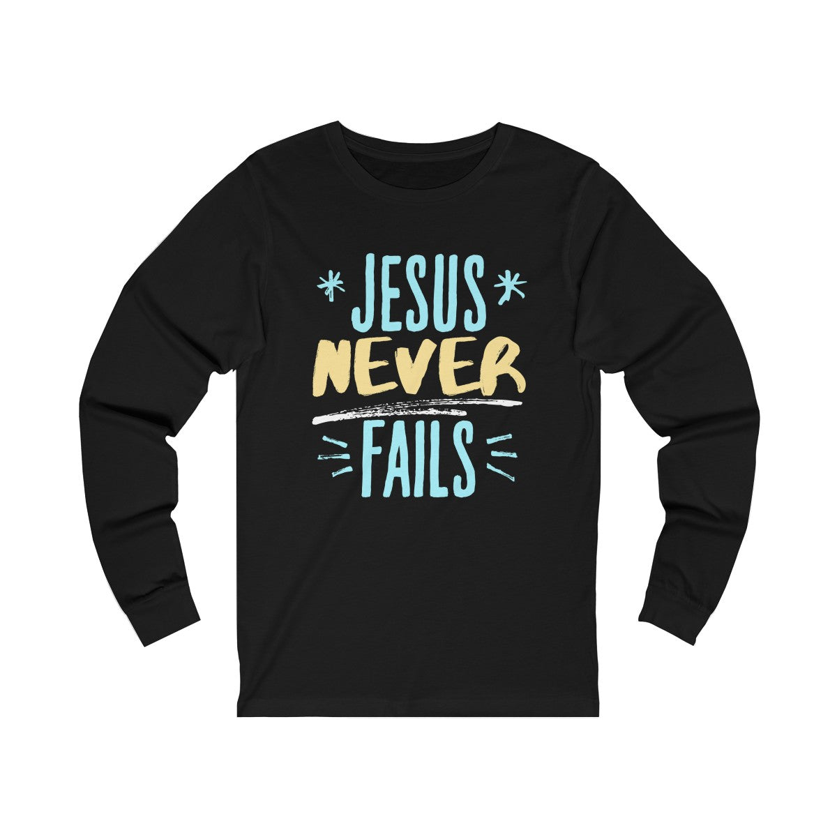 Jesus never FaIls Unisex Jersey Long Sleeve Tee-Long-sleeve-PureDesignTees
