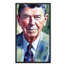 Load image into Gallery viewer, Ronald Reagan Watercolor Portrait Framed Canvas-Fine art-PureDesignTees