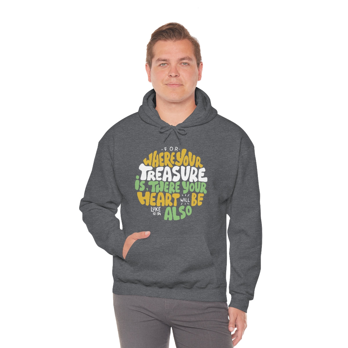 For Where Your Treasure Is There Your Heart Will Be Also Unisex Heavy Blend™ Hooded Sweatshirt-Hoodie-PureDesignTees