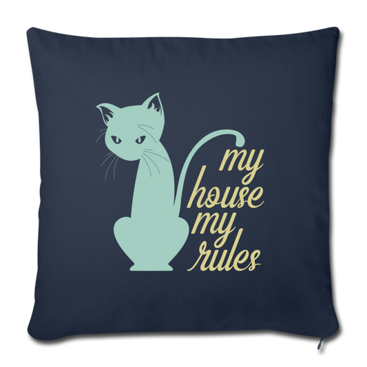 My House My Rules Cat Throw Pillow Cover 18” x 18”-Throw Pillow Cover 18” x 18”-PureDesignTees