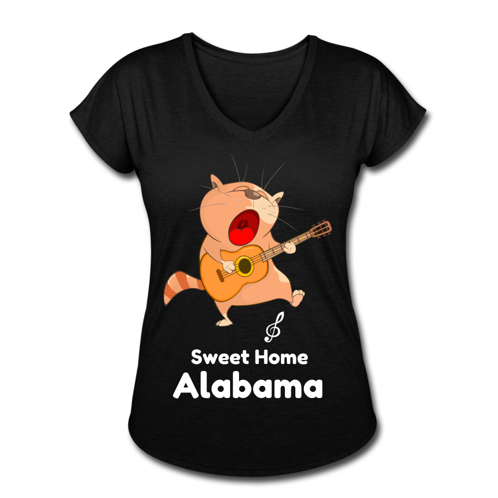 Cat Singing Sweet Home Alabama Women's Tri-Blend V-Neck T-Shirt-Women's Tri-Blend V-Neck T-Shirt-PureDesignTees