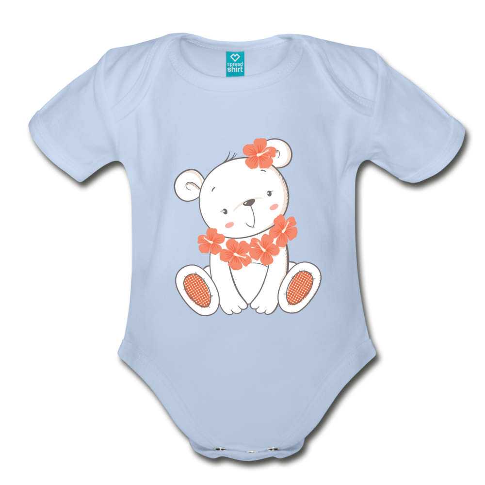 Cute Baby Bear Organic Short Sleeve Baby Bodysuit-Organic Short Sleeve Baby Bodysuit-PureDesignTees