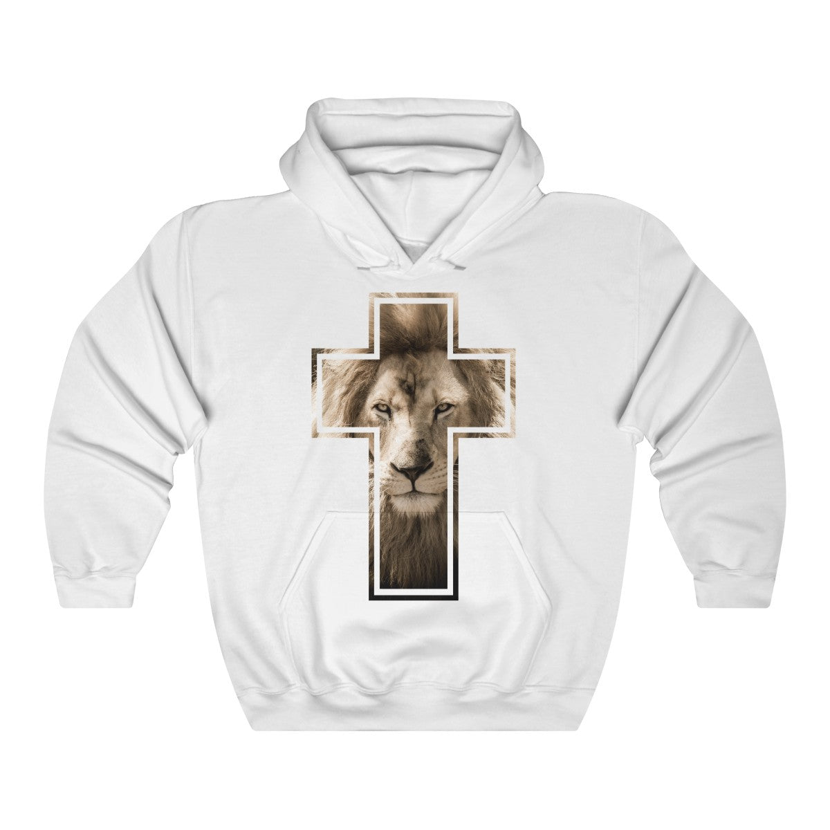Lion Stare from the Cross Unisex Heavy Blend™ Hooded Sweatshirt-Hoodie-PureDesignTees
