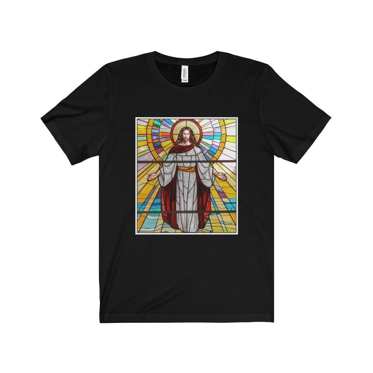 Jesus Stained Glass Unisex Jersey Short Sleeve Tee-T-Shirt-PureDesignTees