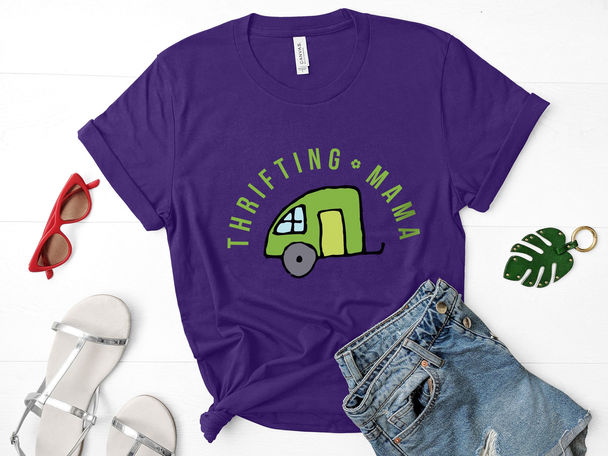 Thrifting Mama T-shirt for Moms who love to go to yard sales, garage sales, antique malls-T-Shirts-PureDesignTees