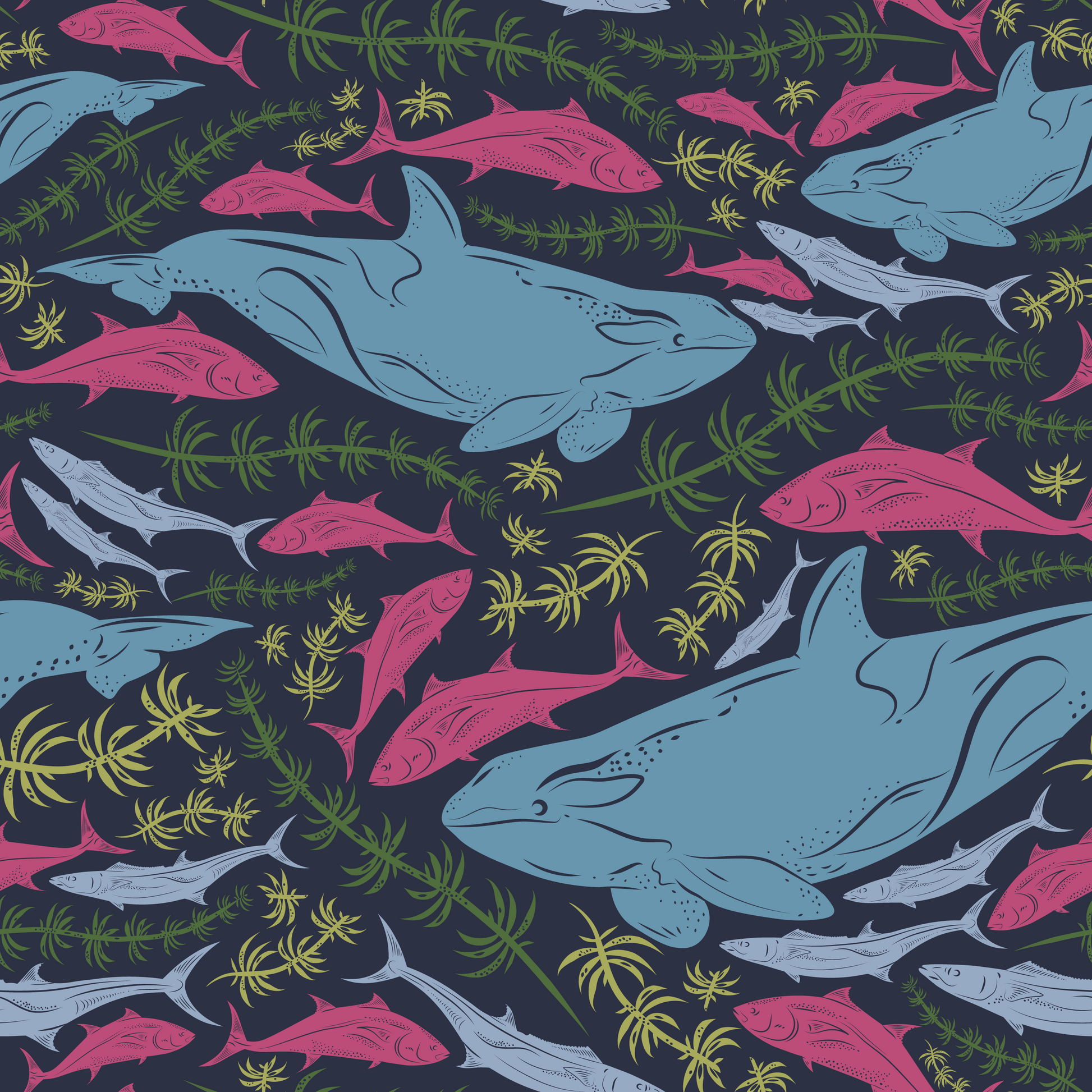 Whales and Fish Towel-Beach Towel-PureDesignTees