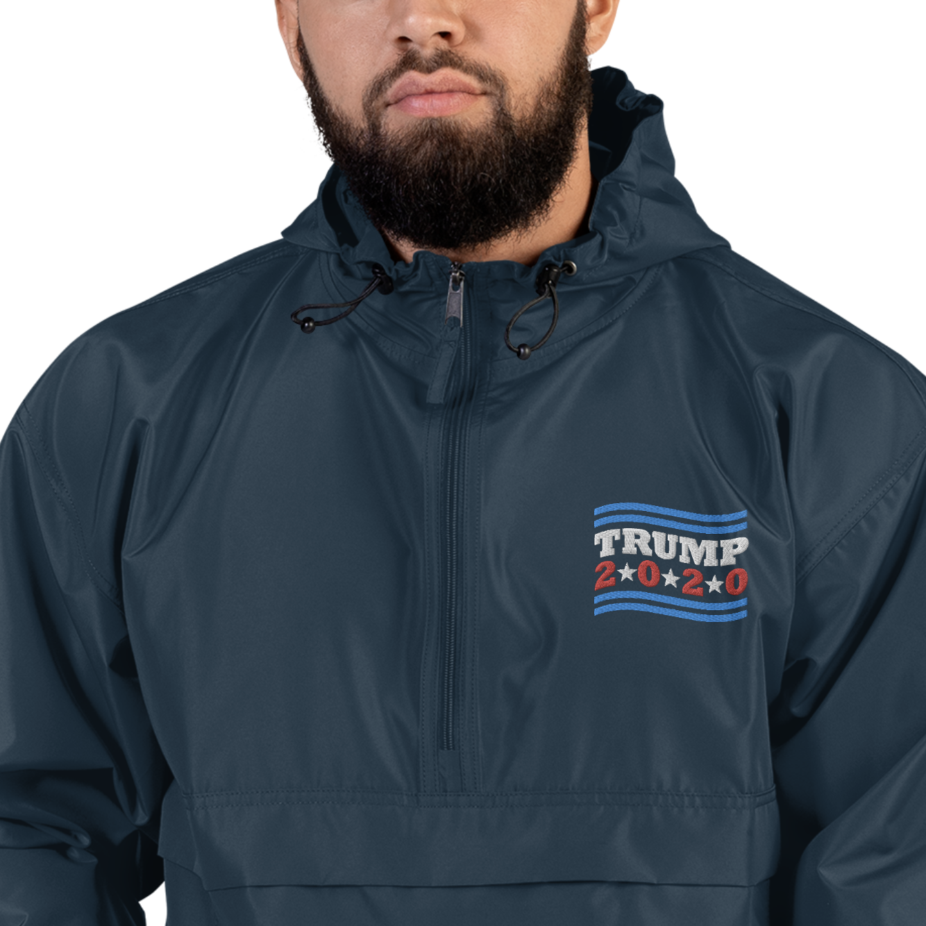 Trump 2020 Stars and Stripes Embroidered Champion Packable Jacket-champion embroidered packable jacket-PureDesignTees