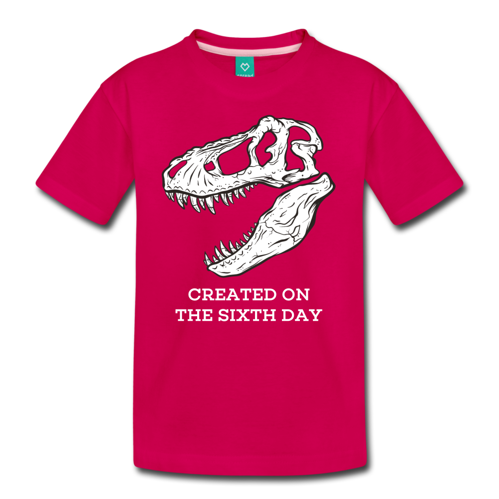 Dinosaur Created on the Sixth Day Creationist Premium Kid's Tee-Kids' Premium T-Shirt-PureDesignTees