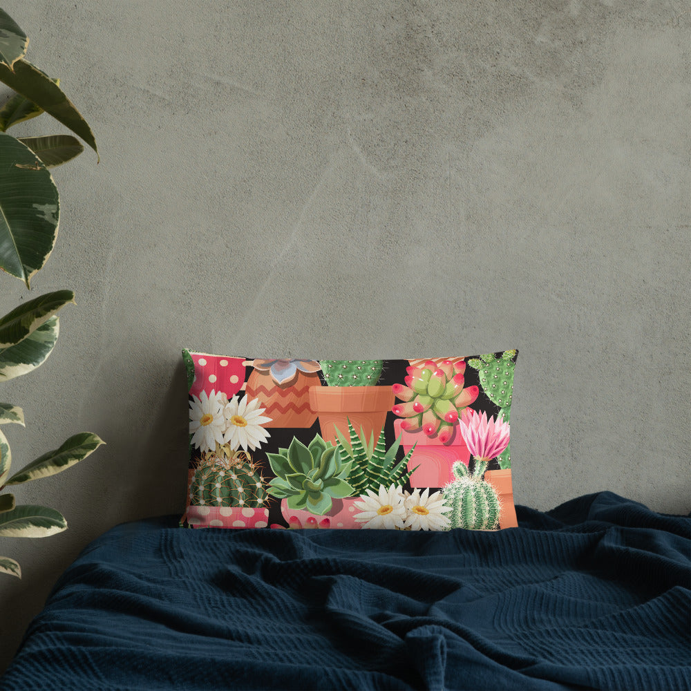 Prickly Succulent Pattern Premium Pillow-Throw Pillows-PureDesignTees