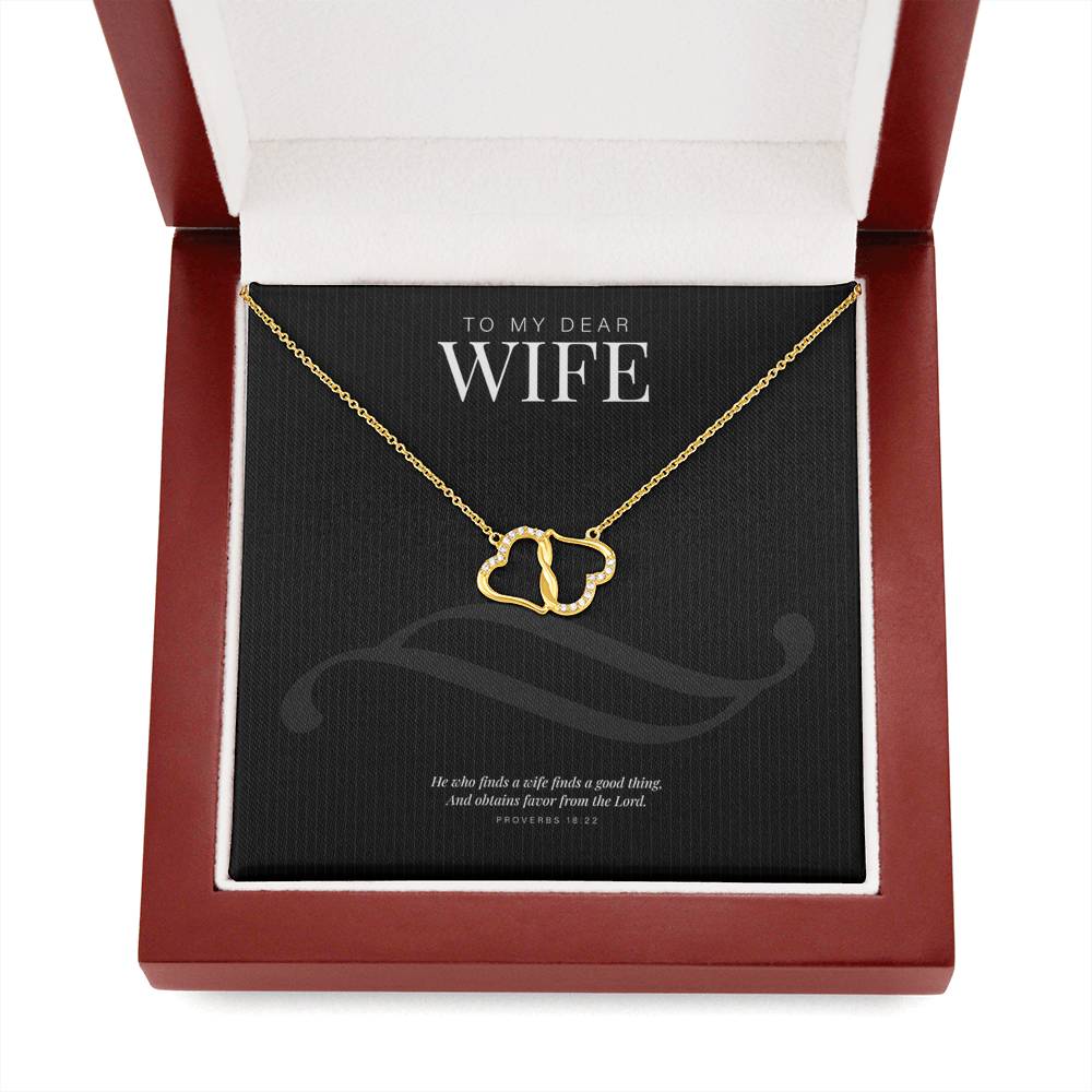 To My Dear Wife Stunning 10K Gold Hearts Diamond Necklace-Jewelry-PureDesignTees