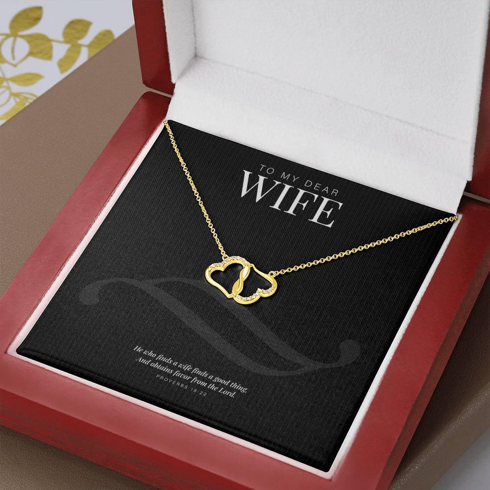 To My Dear Wife Stunning 10K Gold Hearts Diamond Necklace-Jewelry-PureDesignTees