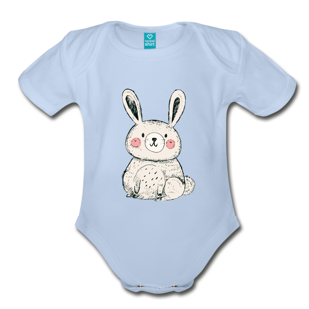 Cute Bunny Organic Short Sleeve Baby Bodysuit-Organic Short Sleeve Baby Bodysuit-PureDesignTees