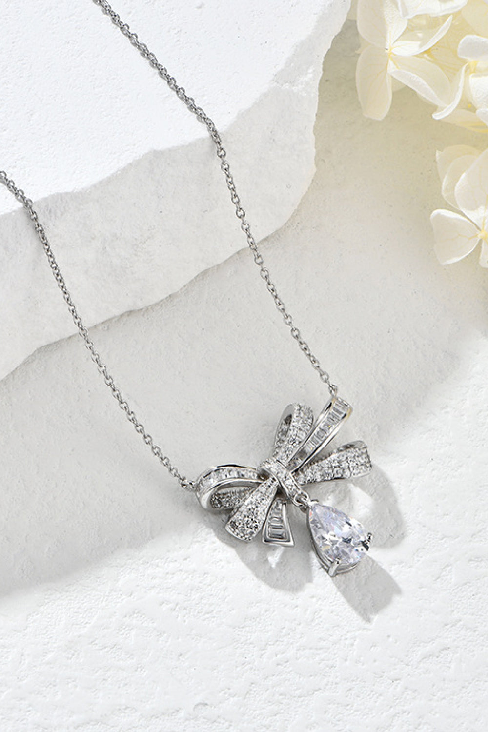 Gift for Her Teardrop Shape 925 Sterling Silver Zircon Pandent Necklace-necklace-PureDesignTees