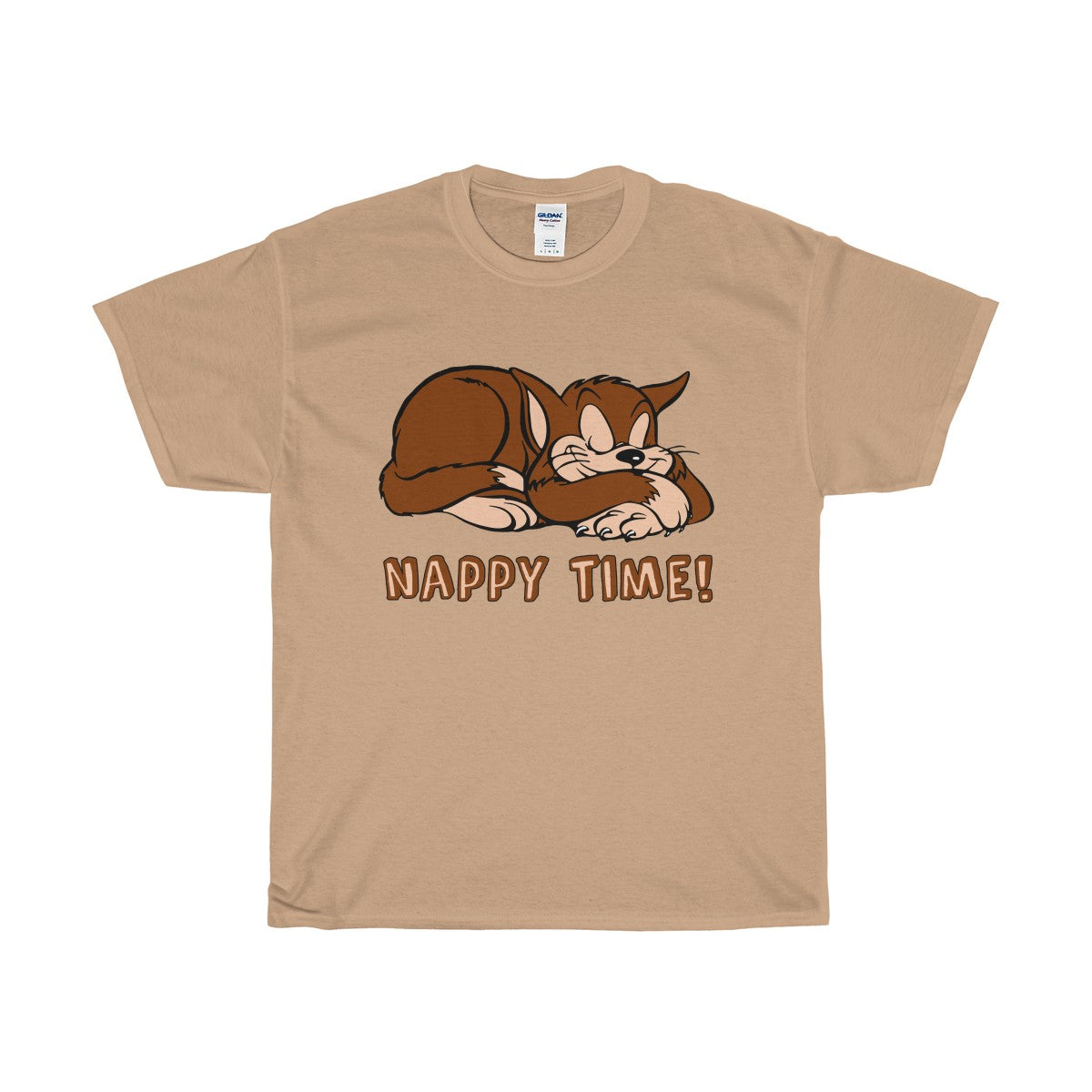 Nappy Time! Sleeping Cat Heavy Cotton T-Shirt-T-Shirt-PureDesignTees