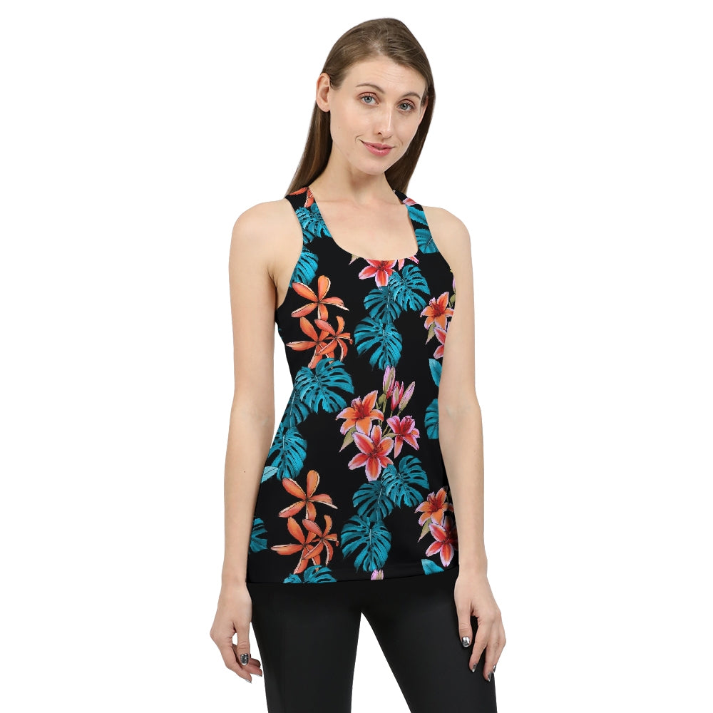 Tropical Floral Women's Tank-cloth-PureDesignTees