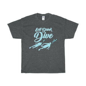 Eat Drink Dive Unisex Heavy Cotton Tee-T-Shirt-PureDesignTees